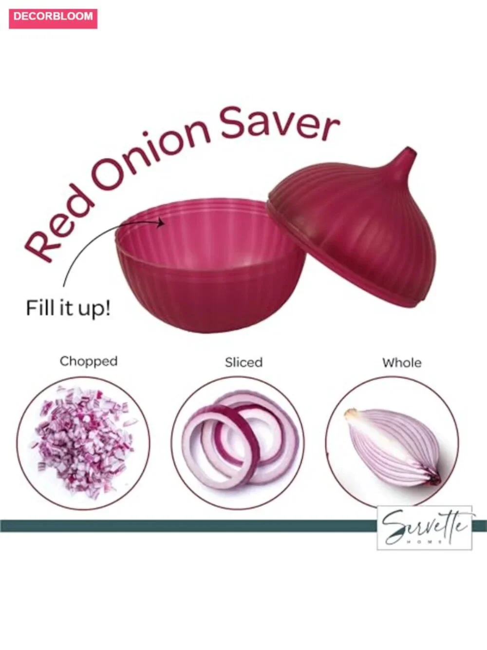 BPA-Free Food Storage Container with Lid for Avocados, Red Onions & Garlic